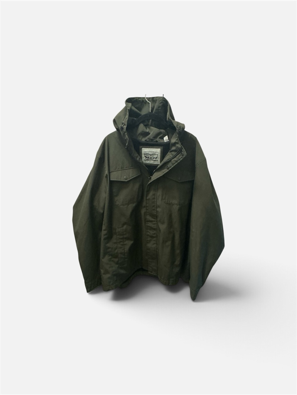 LEVI MENS OLIVE HOODED JACKET RAIN RESISTANCE SIZE XXL